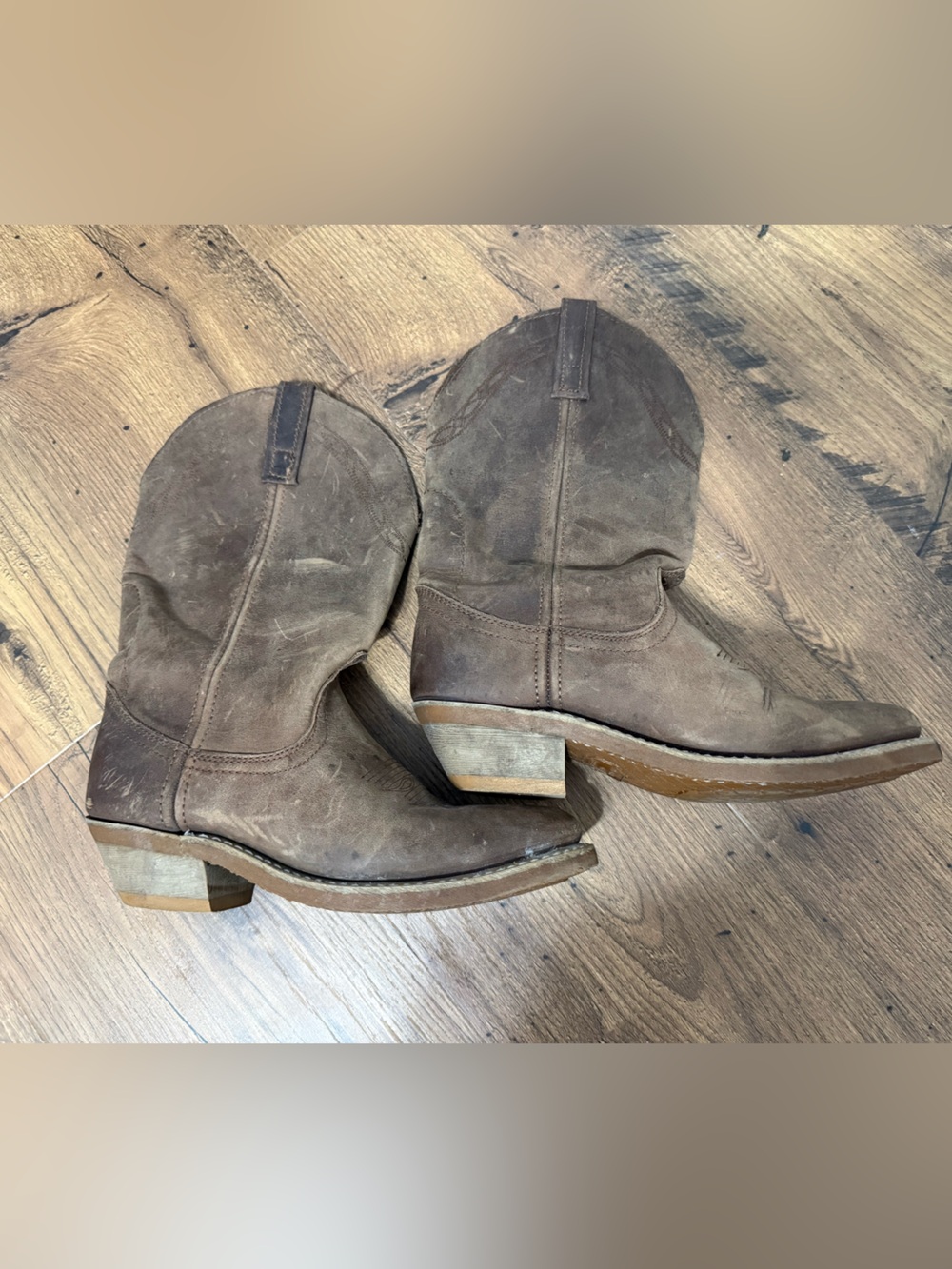 Masterson Brown Suede and Leather Western Ankle Boots size 7